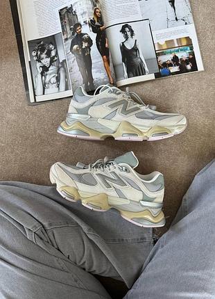 Жіночі замшеві кросівки new balance 9060 grey beige pink сірі бежеві