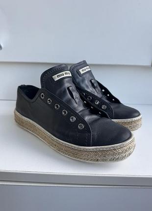 Шкіряні кеди miu miu 39 розмір