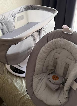 Ліжко-гойдалка, заколисувальний центр lionelo bella set grey concrete 2 в 1