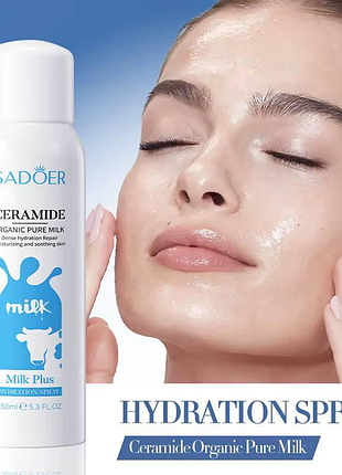 Увлажняющий спрей для лица и тела sadoer ceramide organic pure milk hydration spray объемом 150 мл
