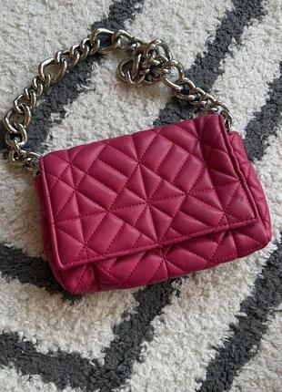 Сумка для жінок zara стьобана малинова
