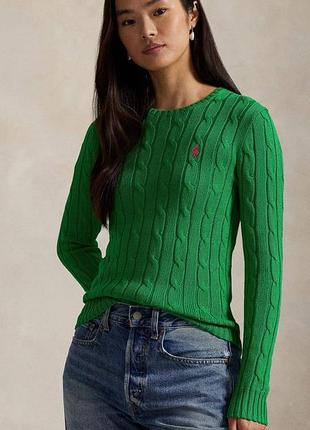 Люкс светр polo ralph lauren cable-knit оригінал преміальна вʼязка m зелений