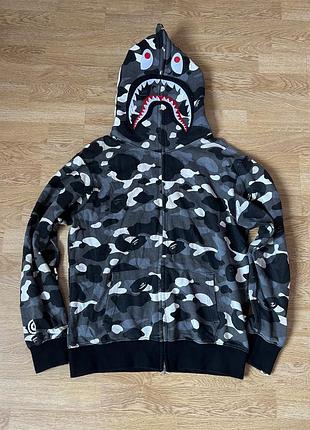 Оригінальне худі a bathing ape (bape) shark full zip camo