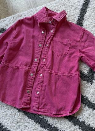 Сорочка для дівчинки zara джинсова рожева