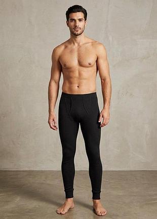 Теплі підштаники кальсони george black ribbed thermal long johns термобілизна