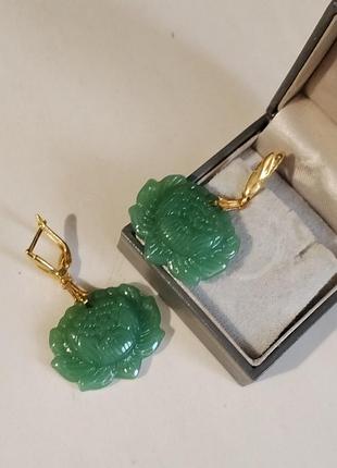 Серьги, лотос, Нефрит 7
