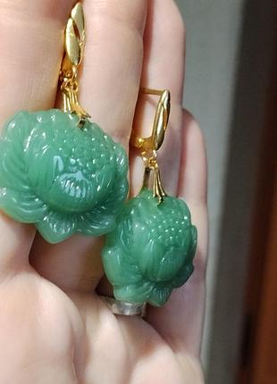 Серьги, лотос, Нефрит 6