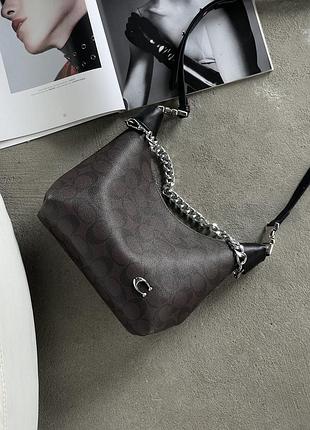 Сумка жіноча коуч коричнева багет coach juliet shoulder