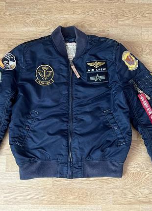 Чоловіча куртка-бомбер alpha industries ma-1 air crew patches navy. оригінал.