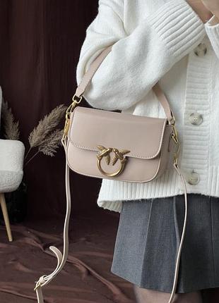 Сумка женская pinko love box bag бежевая кросс боди пинко