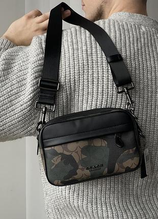 Мужская сумка coach graham crossbody барсетка кросс боди хаки комуфляжная коуч