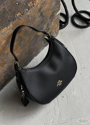 Сумка коуч клео чорна класична багет на плече coach kleo