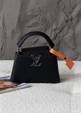Сумка женская louis vuitton capucines east-west черная маленькая клатч через плече луи виттон