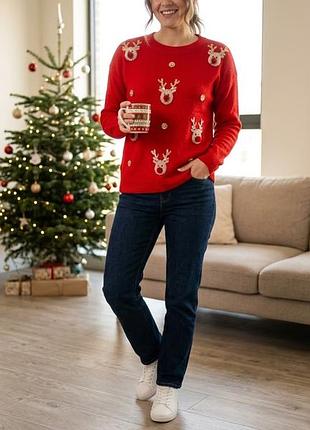 🎄❤️ яскравий новорічний светр george з оленями ❤️🎄