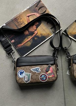 Мужская сумка coach graham crossbody барсетка кросс боди бежевая коуч