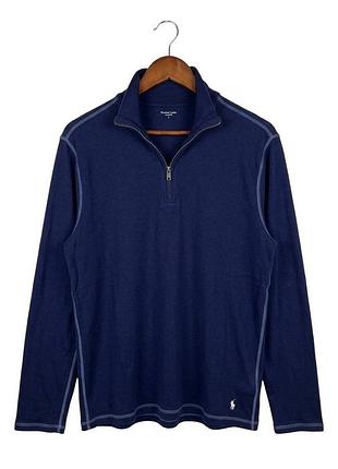 Вінтажний лонгслів polo ralph lauren оригінал zip 1/3 l-xl синій