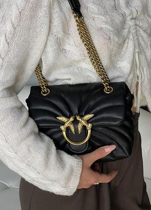 Сумка женская pinko mini love bag puff butterfly черная стеганая кросс боди пинко