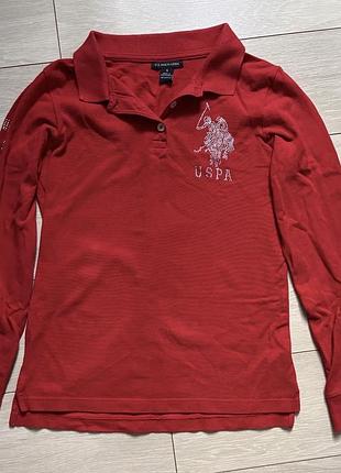 Жіноче поло u.s. polo assn. з довгими рукавами, червоне, розмір s