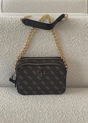 Сумка guess через плече гесс кросс-боди коричневая