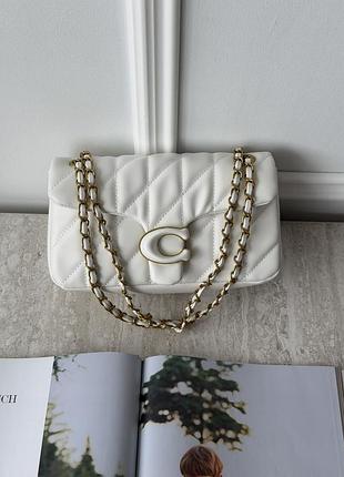 Жіноча сумка coach tabby shoulder bag 26 матова біла крос-боді коуч таббі 26