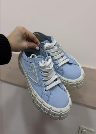 Кеды женские prada на платформе, голубые, размер 38