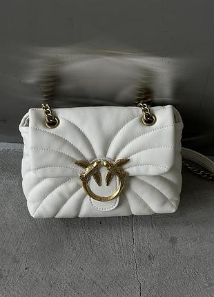 Сумка женская pinko mini love bag puff butterfly молочная стеганая кросс боди пинко