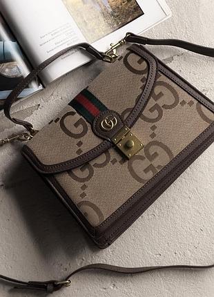 Женская сумка gucci ophidia small top handle bag наплечная коричневая гуччи