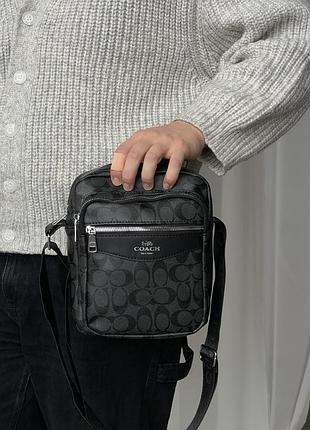 Мужская сумка коуч мессенджер черная кросс боди на плечо coach