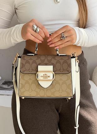Женская сумка кросс боди coach morgan top handle satchel премиум белая коуч