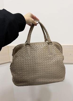 Сумка жіноча bottega veneta бежева шкіряна