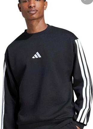 Толстовка чоловіча adidas essentials з 3 смужками, флісова, чорна