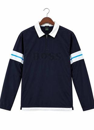 Преміальний лонгслів-поло hugo boss оригінал l-xl polo чорно-синій