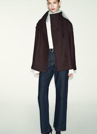 Щільне коричневе вовняне полупальто з коміром стійкою (50%вовни)  zara
🔥🔥🔥🔥🔥🔥🔥🔥