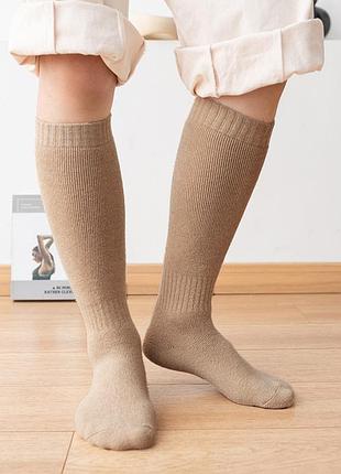 Шкарпетки чоловічі теплі махрові бежеві 40-43р. one size 3645 гольфи високі довжина 45 см під коліна на холодну пору осінь-зиму утеплені носки