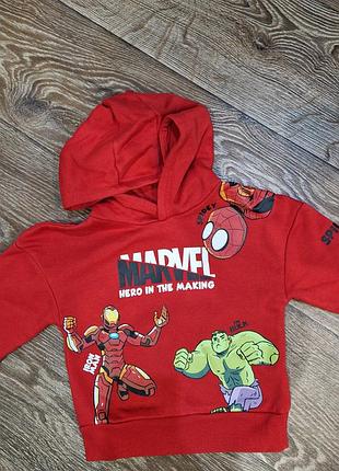 Худі для хлопчика marvel червоне на флісі, зріст 92