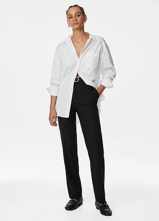 Белая базовая хлопковая рубашка оверсайз от marks &amp; spencer