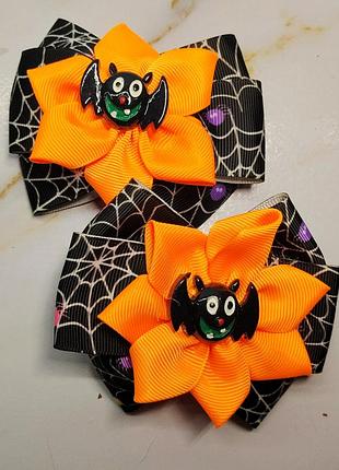 Гумки для волосся halloween з кажанами, помаранчеві, чорні