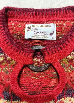 Винтажный женский свитер ручной работы из шерсти альпакаinka tradition