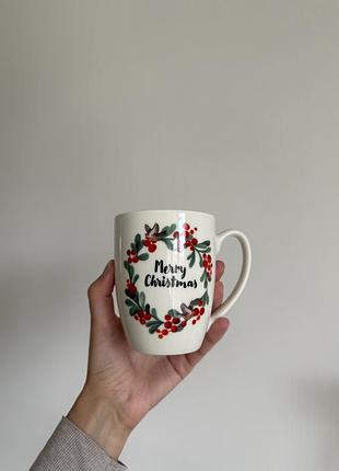 Чашка з написом merry christmas 2