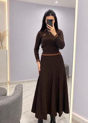 Просто так не оформлять 🖤женский трикотажный костюм с юбкой турция🤎