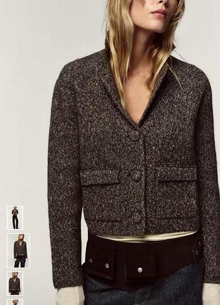 Must have! трикотажний піджак/кардиган/светр/кофта на ґудзиках меланж з вмістом вовни від zara.