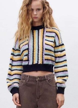 Свитер zara теплая кофта оверсайз зара теплый вязаный свитер с широкими рукавами джемпер
