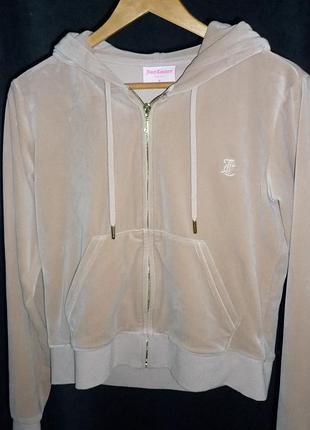 Велюрова зип-худі juicy couture sport (біжова / nude) — розмір m