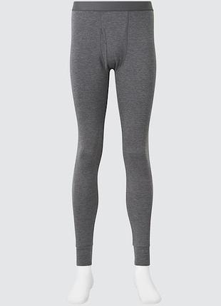 Термоштани uniqlo heattech cotton tights л-ка чоловічі темно-сірі