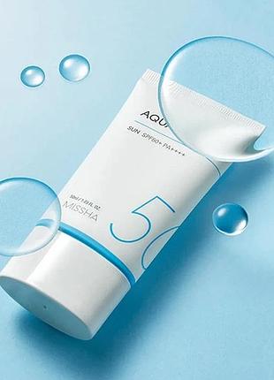 Легкий, увлажняющий солнцезащитный крем missha all around safe block aqua sun spf 50+ pa++++