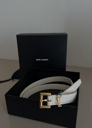 Ремінь жіночий saint laurent шкіряний білий