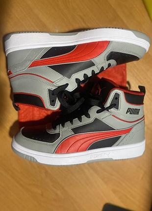 Кросівки чоловічі puma rebound сірі з чорним та червоним