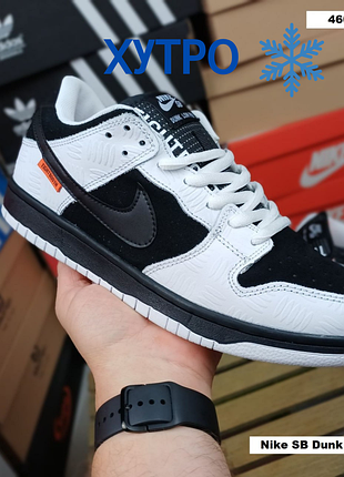 Зимние кроссовки nike sb dunk low pro x tightbooth белые с черным
