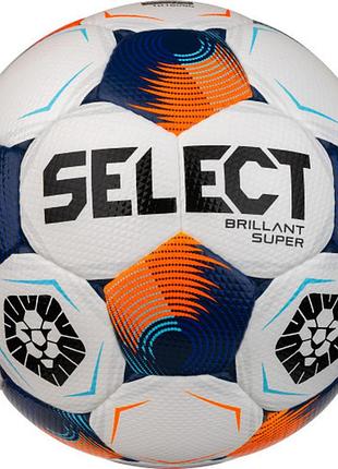 Футбольний м'яч select brillant super ukraine fifa, біло-синій, розмір 5, 361577-119