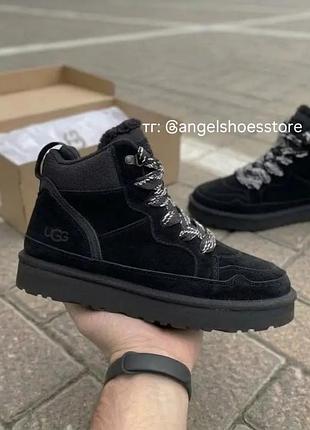 Женские угги ugg highmel замшевые ботинки с мехом теплые черные